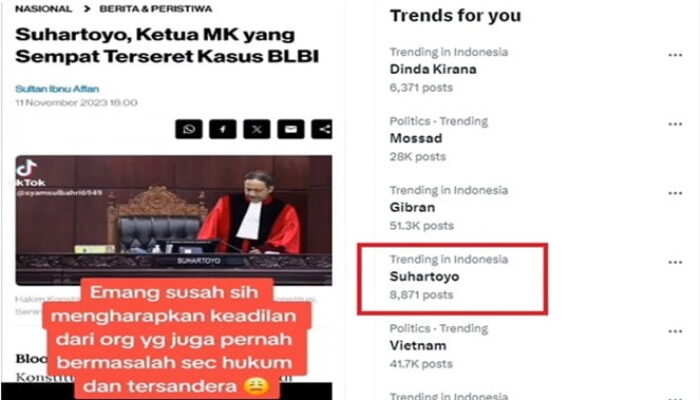 Ketua MK SuhartoyoTersandera Kasus BLBI Jadi Olok-olokan Netizen