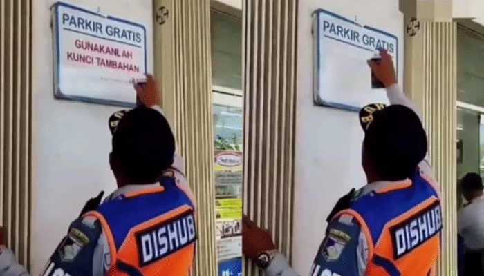 Oknum Petugas Dishub Ubah Tanda Parkir Gratis di Minimarket