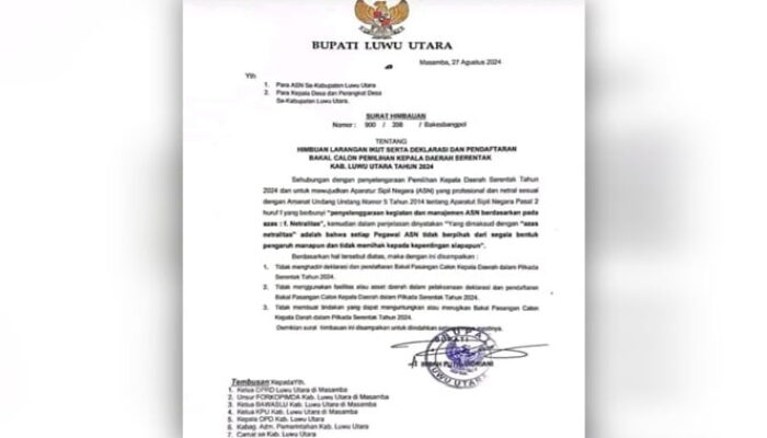 Netralitas ASN Dilanggar, Imbauan Bupati Lutra Hanya Omong Kosong