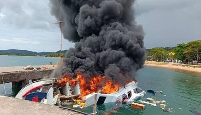 Speedboat Cagub Benny Laos Meledak di Pelabuhan Bobong Maluku Utara