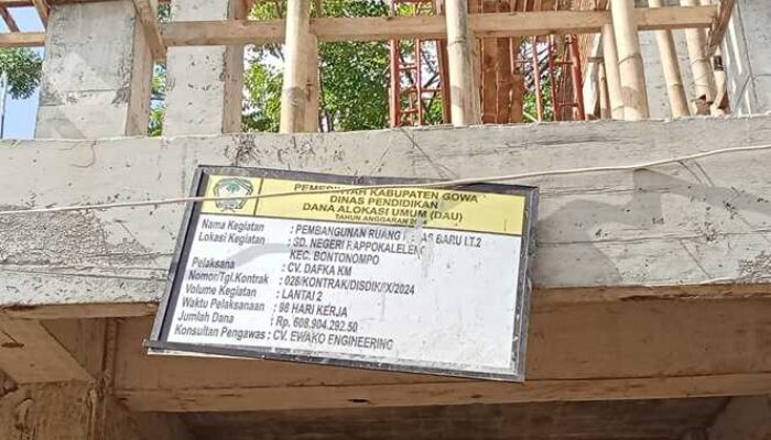 Proyek Ruang Kelas Baru SDN Rappokaleleng Diduga Dimark-Up, APH Diminta Turun Tangan