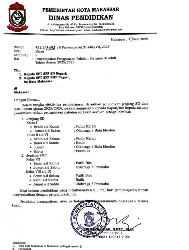 Surat Edaran Seragam Sekolah