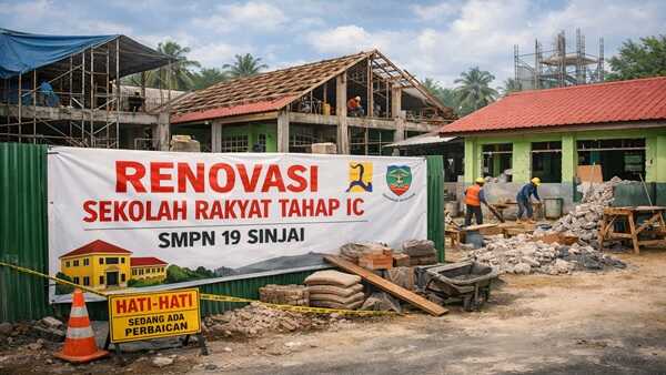 Ilustrasi proyek renovasi Sekolah Rakyat Tahap IC di SMPN 19 Sinjai yang diduga tidak sesuai spesifikasi