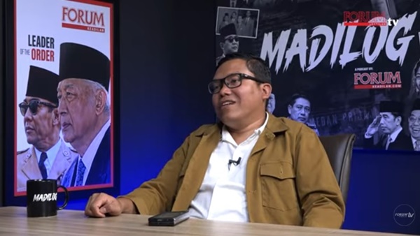 CEO sekaligus Founder Voxpol Center Research and Consulting, Pangi Syarwi Chaniago, dalam podcast Madilog bersama Margi Syarif yang ditayangkan di kanal YouTube Forum Keadilan TV.