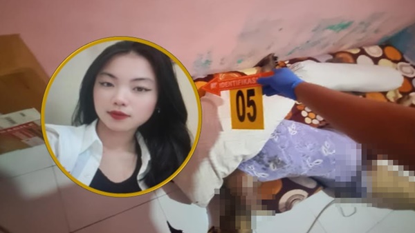 Petugas saat mengevakuasi jenazah Kirie Stephania Ronting dari kamar kosnya di Jalan Tidung Mariolo, Makassar.