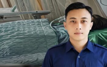Foto profil pelaku (kanan) yang kini menjadi DPO, disandingkan dengan ilustrasi kondisi korban yang terbaring di tempat tidur setelah tiga tahun disekap dan disiksa