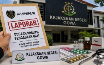 Ilustrasi laporan dugaan korupsi pengadaan obat RSUD Syekh Yusuf Kabupaten Gowa yang telah diadukan ke Kejari Gowa. (Visual AI)