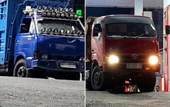 Truk pelangsir dengan tandon besar diduga leluasa menguras solar subsidi di SPBU Ujung Bulu menggunakan modus barcode ganda (Foto kolase)