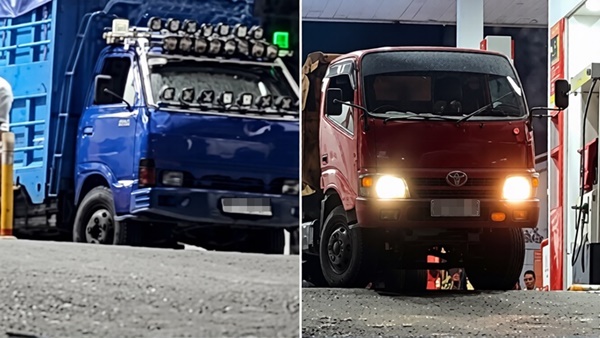 Truk pelangsir dengan tandon besar diduga leluasa menguras solar subsidi di SPBU Ujung Bulu menggunakan modus barcode ganda (Foto kolase)