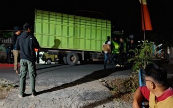 Truk bermuatan balok kayu yang diamankan petugas KPH Rongkong di Jalur Trans Provinsi Sabbang-Tallang Sae, Luwu Utara, Kamis (17/9/2026). Kasus tersebut kini dalam pemeriksaan Unit Tipiter Polres Luwu Utara.