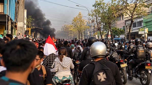 Konvoi notor di Jalan Urip Sumoharjo, Makassar diserang pakai busur dan batu hingga berujung pada pembakaran satu motor milik karyawan toko.